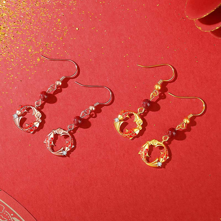 Buddha Stones 925 Sterling Silver Plated 18k Gold Koi Fish Symbol Design Protection Earrings - image 4