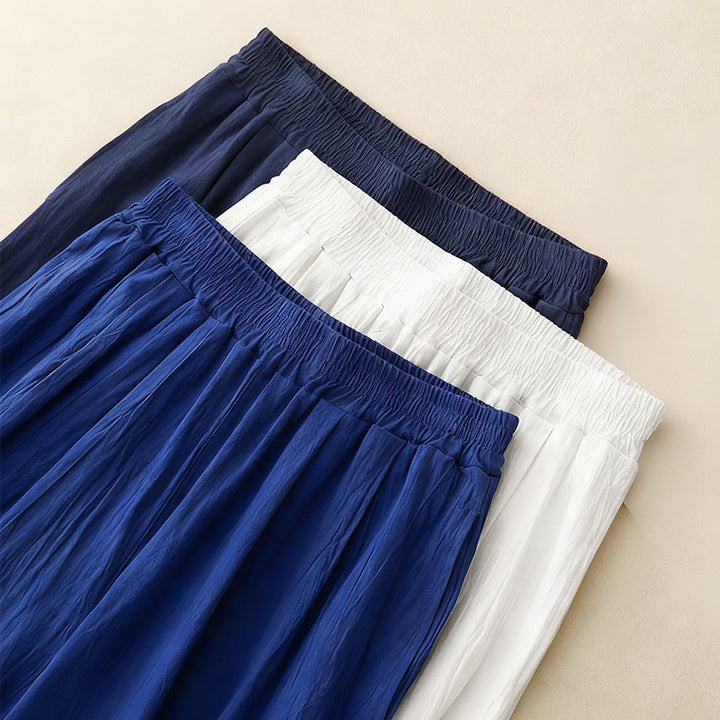 Buddha Stones Commute Solid Color Women's Harem Elastic Waist Cotton 7-8 Length Pants With Pockets - image 14