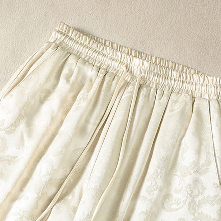 Buddha Stones Jacquard High Waist Design Women's Wide Leg Thermal Thickened Pants With Pockets - image 2