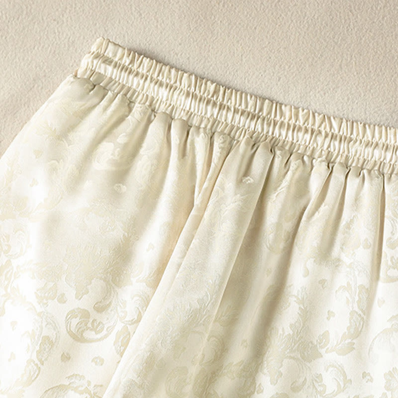 Buddha Stones Jacquard High Waist Design Women's Wide Leg Thermal Thickened Pants With Pockets - image 3