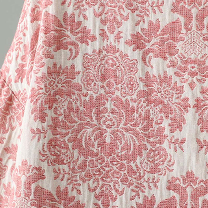 Buddha Stones Women's Peony Flowers Frog-Button Design Long Sleeve Thermal Jacket With Pockets - image 8