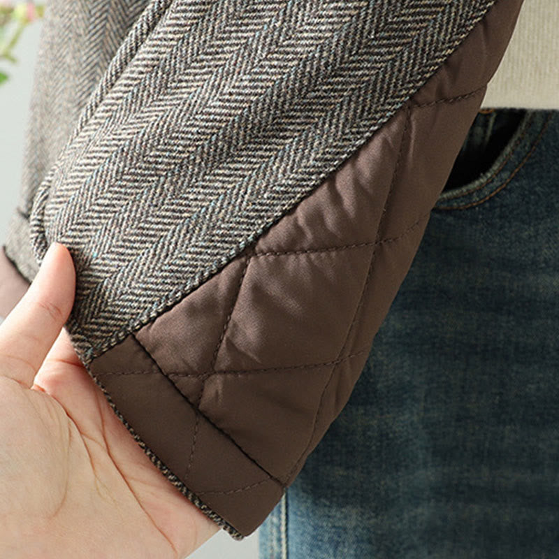 Buddha Stones Women's Brown Buttons Design Long Sleeve Thermal Jacket With Pockets - image 10