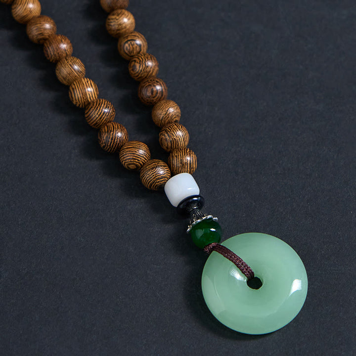 Buddha Stones Wenge Wood Peace Buckle Balance Tranquility Pendant Necklace - image 7