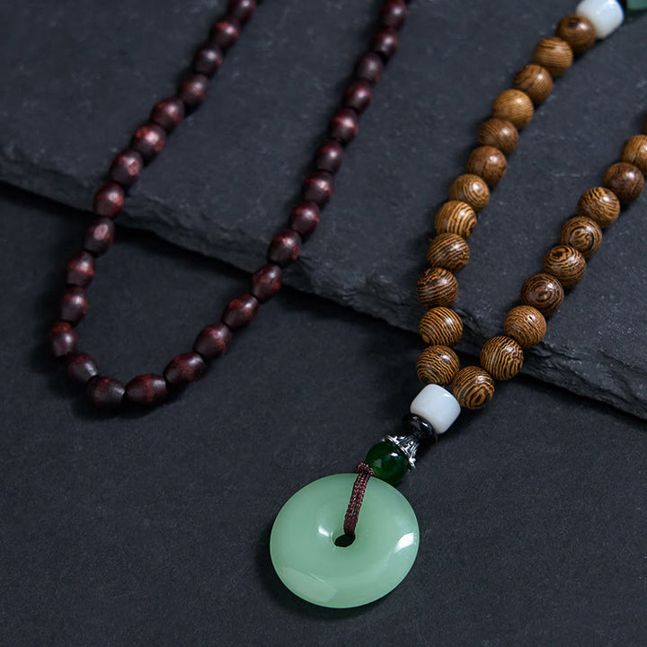 Buddha Stones Wenge Wood Peace Buckle Balance Tranquility Pendant Necklace - image 4