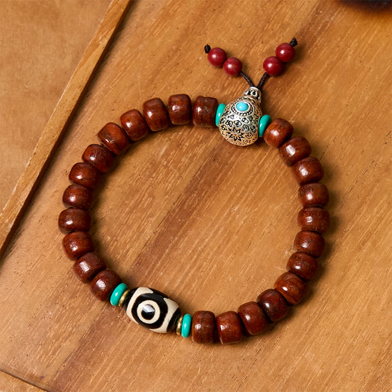 Buddha Stones Bone Beads Vajra Three-eyed Dzi Bead Luck Bracelet - image 1