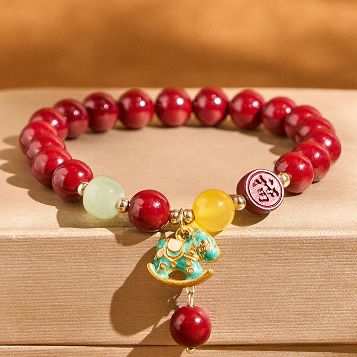 Buddha Stones Year Of The Horse Natural Cinnabar Red Agate Calm Confidence Bracelet - image 1