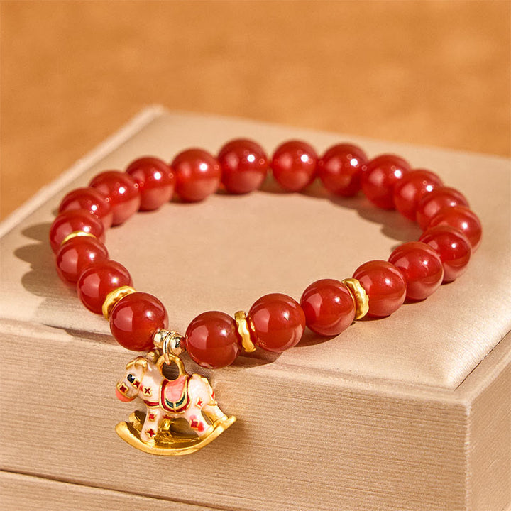 Buddha Stones Year Of The Horse Natural Cinnabar Red Agate Calm Confidence Bracelet - image 9