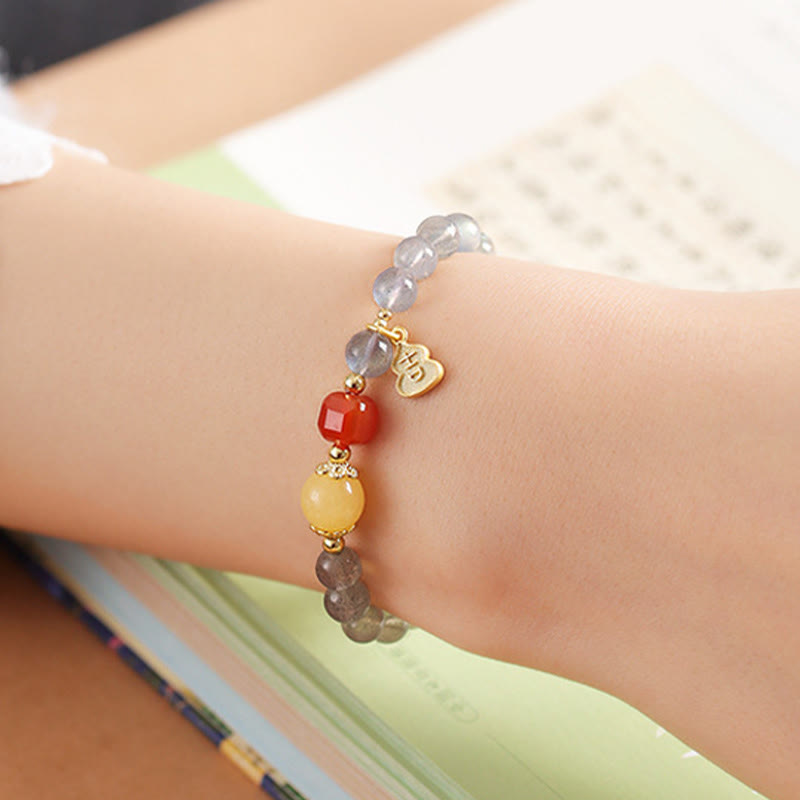 Buddha Stones Natural Moonstone Lotus Love Charming Bracelet - image 14