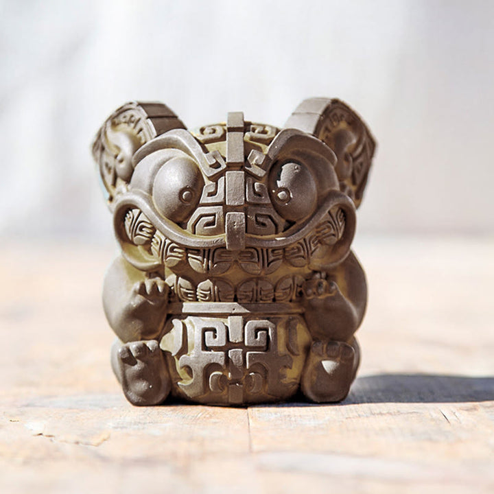 Buddha Stones Handmade Gold Swallowing Beast Iron Powder Rust Cast Resin Statue Home Decoration - image 10