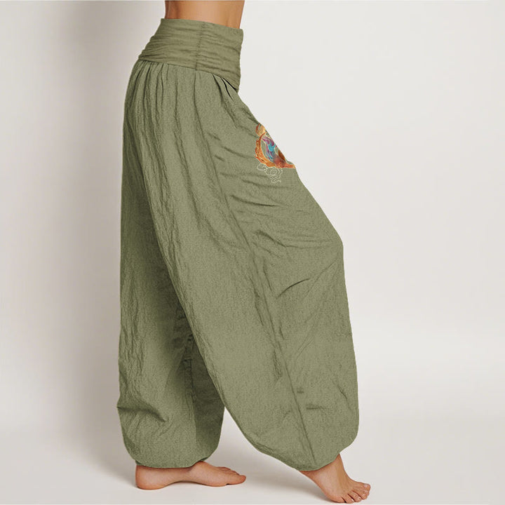 Buddha Stones Women's Pure Cotton Phoenix Auspicious Cloud Pattern Elastic Waist Harem Pants - image 15