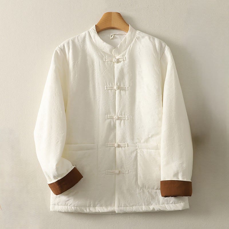 Buddha Stones Women's Solid Color Frog-Button Design Long Sleeve Jacket With Pockets - Beige - US8-10，UK/AU12-14，EU40-42 (XL) - image 5