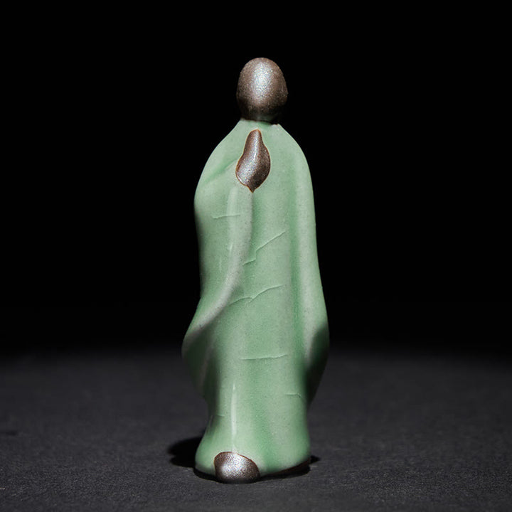 Buddha Stones Meditation Monk Ceramic Statue Serenity Home Decoration - Green Meditation 3.5*2*7cm - image 41