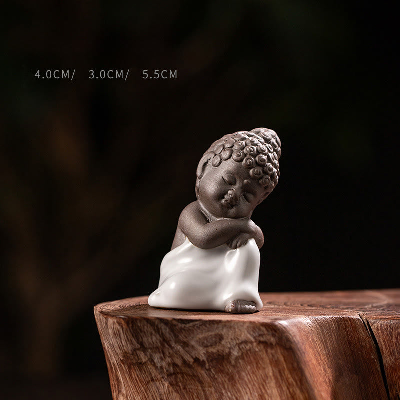 Buddha Stones Prayer Meditation Resting Monk Ceramic Statue Serenity Home Decoration - Resting 4*3*5.5cm - image 9