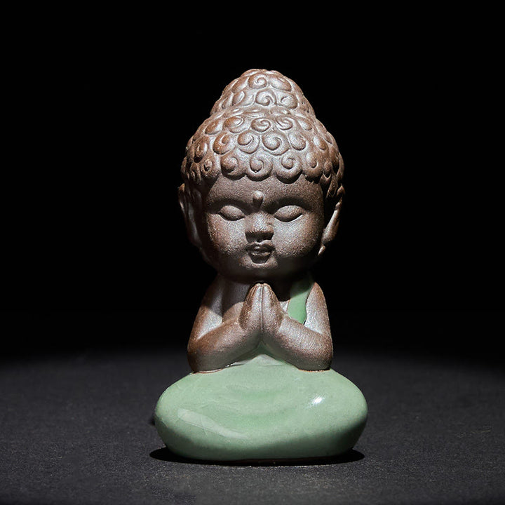 Buddha Stones Prayer Meditation Resting Monk Ceramic Statue Serenity Home Decoration - Prayer 5*5*8.5cm - image 0