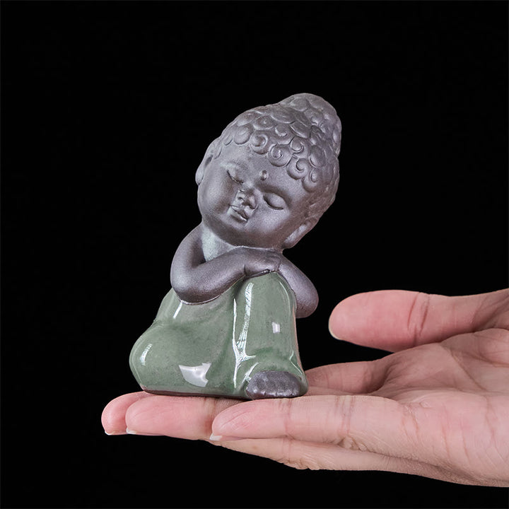 Buddha Stones Prayer Meditation Resting Monk Ceramic Statue Serenity Home Decoration - image 37