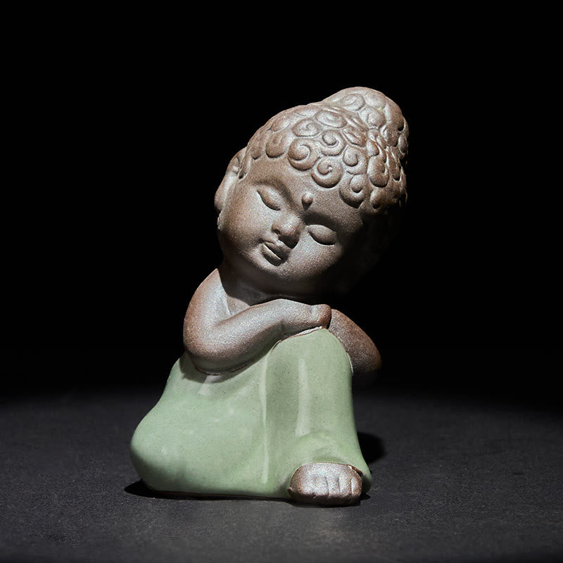 Buddha Stones Prayer Meditation Resting Monk Ceramic Statue Serenity Home Decoration - Rest 4.5*5.5*8.5cm - image 32
