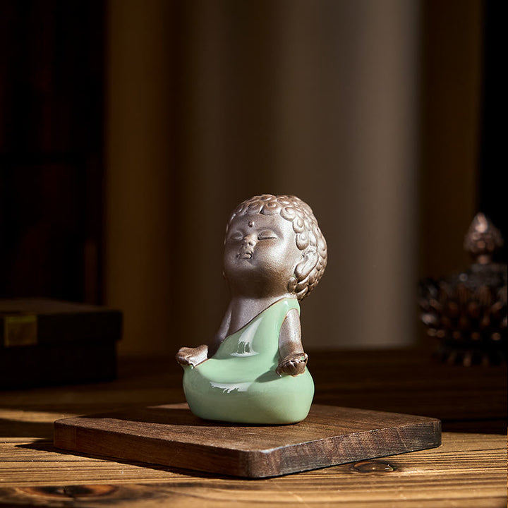 Buddha Stones Prayer Meditation Resting Monk Ceramic Statue Serenity Home Decoration - image 14