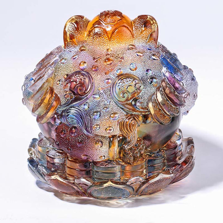 Buddha Stones Feng Shui Frog Coins Handmade Liuli Crystal Art Piece Wealth Home Office Decoration - image 6