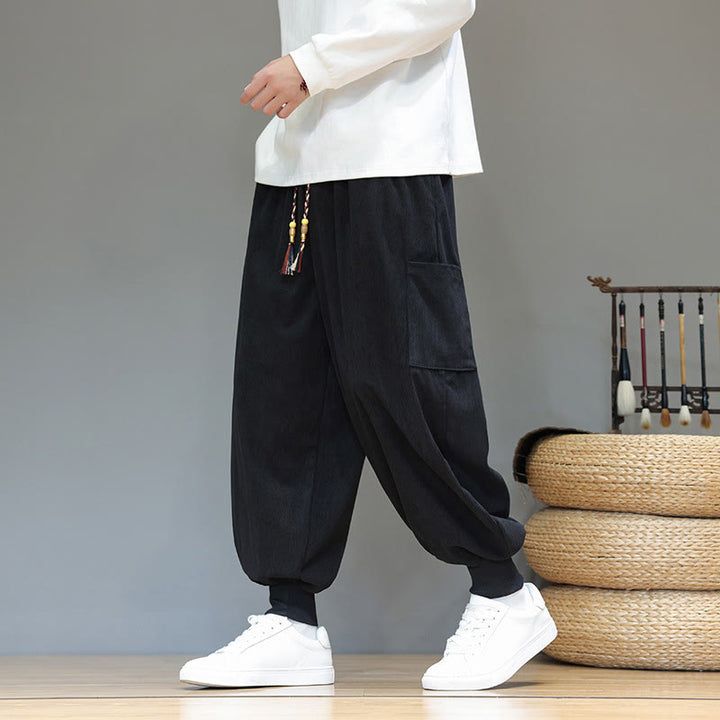 Buddha Stones Spring Solid Color Men's Ankle-Length Cotton Pants With Pockets - Black - US/UK/AU46，EU56 (5XL) - image 20