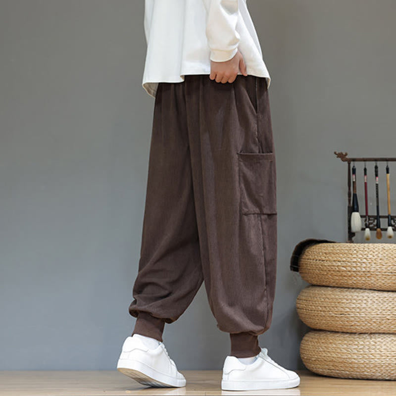 Buddha Stones Spring Solid Color Men's Ankle-Length Cotton Pants With Pockets - image 30