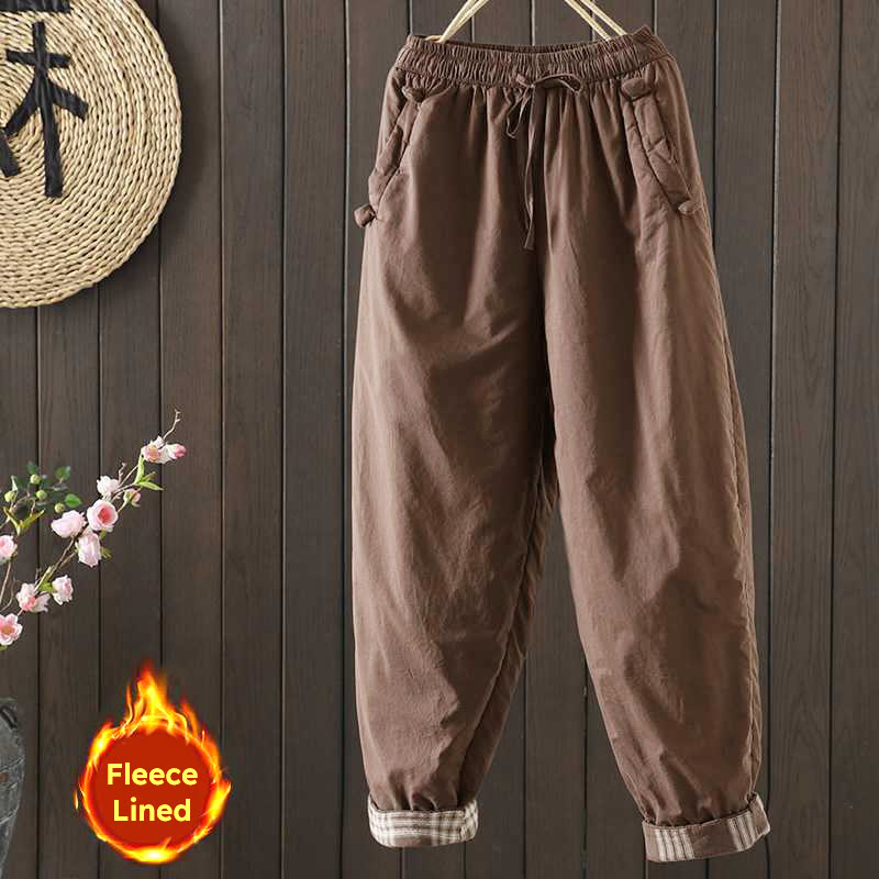 Buddha Stones Women's Winter Drawstring Fleece-Lined Thermal Harem Pants With Pockets - Sienna - US8-10，UK/AU12-14，EU40-42 (2XL) - image 14