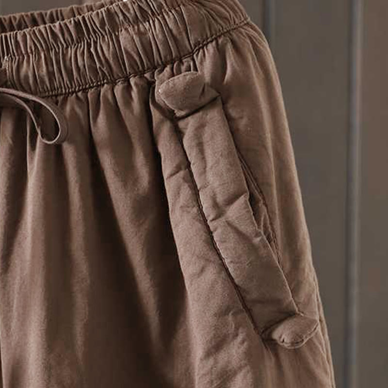Buddha Stones Women's Winter Drawstring Fleece-Lined Thermal Harem Pants With Pockets - image 16