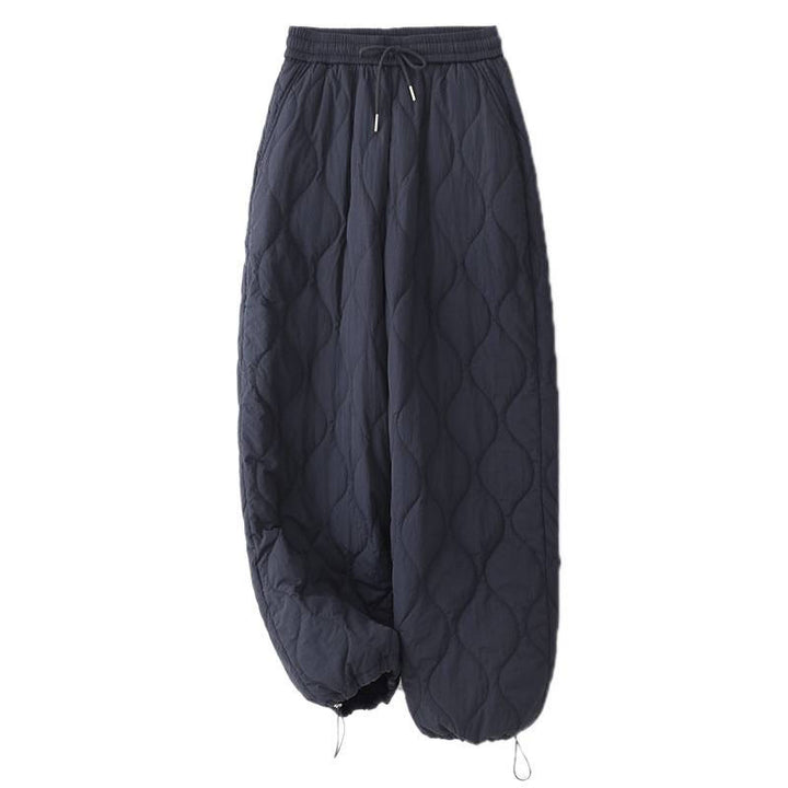 Buddha Stones Women's Plain Elastic Cuff Design Drawstring Thermal Thickened Pants With Pockets - image 9