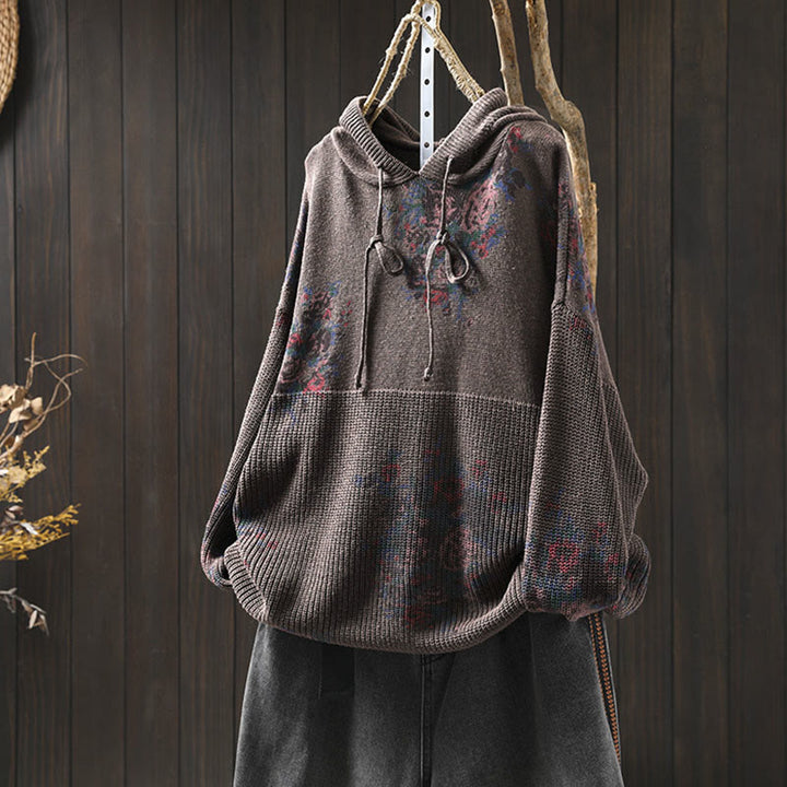 Buddha Stones Women's Knitted Floral Long Sleeve Hooded Sweater - SaddleBrown - US4-6，UK/AU8-10，EU36-38 (F) - image 22
