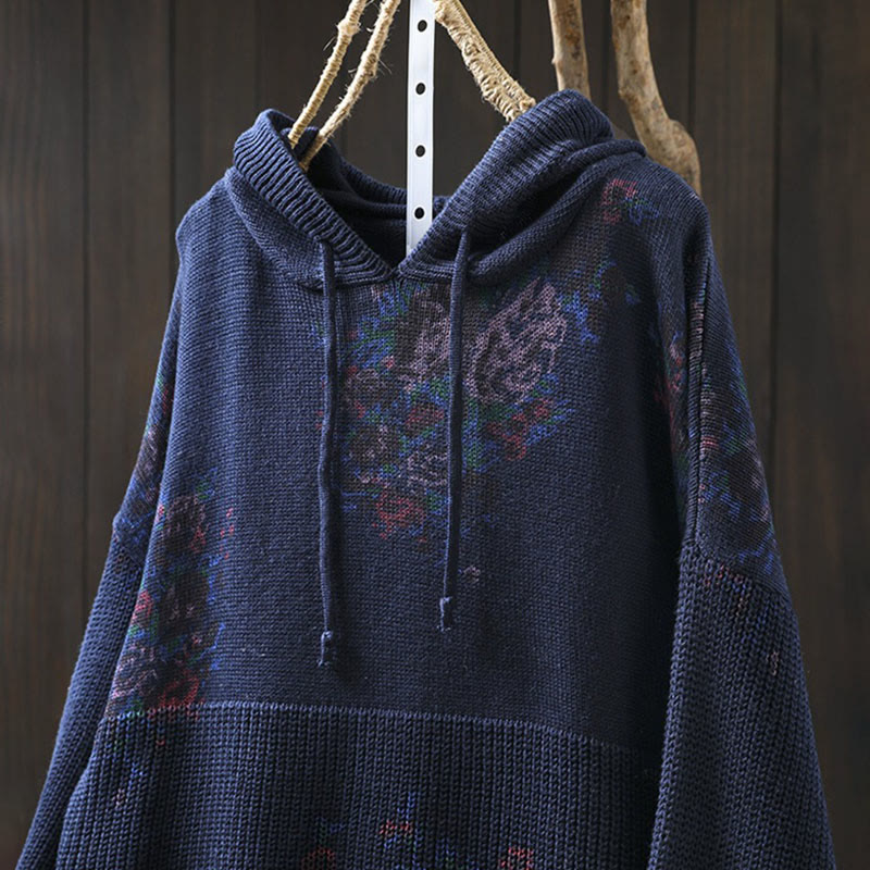 Buddha Stones Women's Knitted Floral Long Sleeve Hooded Sweater - image 21