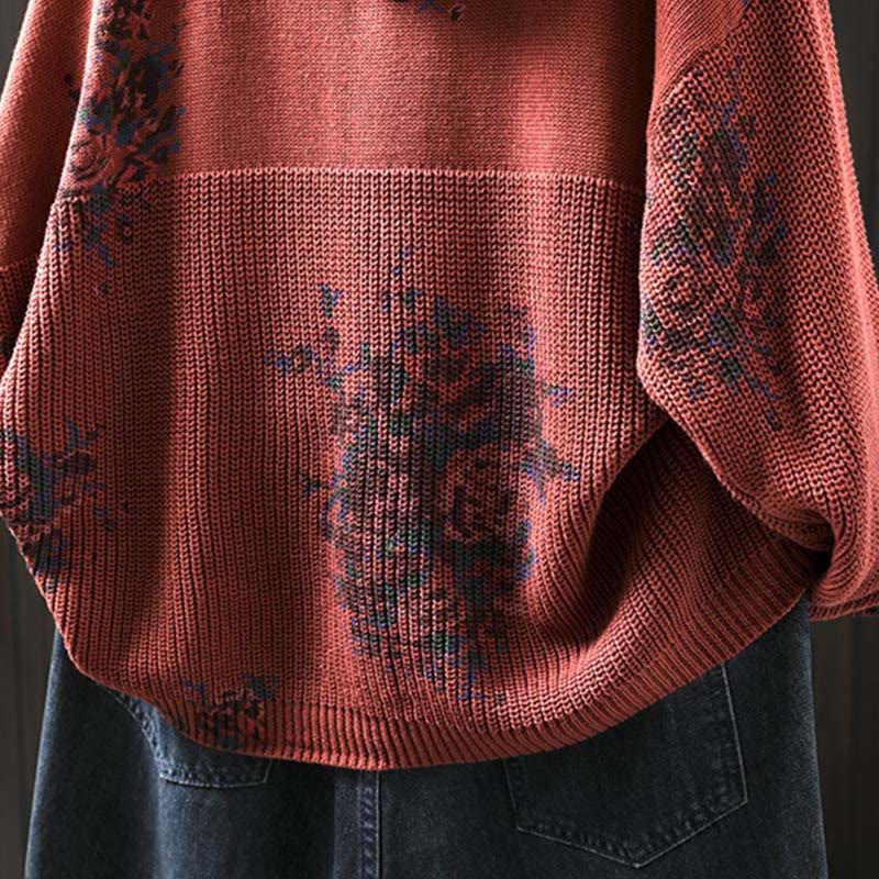 Buddha Stones Women's Knitted Floral Long Sleeve Hooded Sweater - image 9