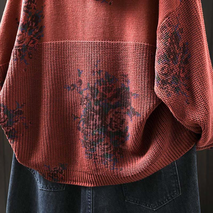Buddha Stones Women's Knitted Floral Long Sleeve Hooded Sweater - image 9