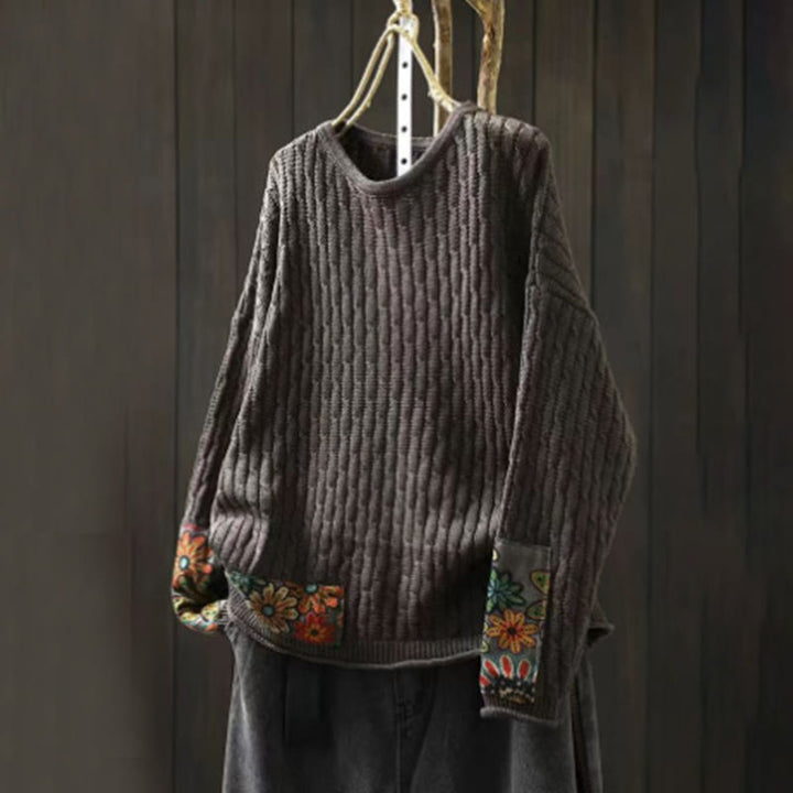Buddha Stones Winter Patchwork Design Long Sleeve Crew Neck Women's Sweater - DimGray - US4-12，UK/AU8-16，EU36-44 (F) - image 11