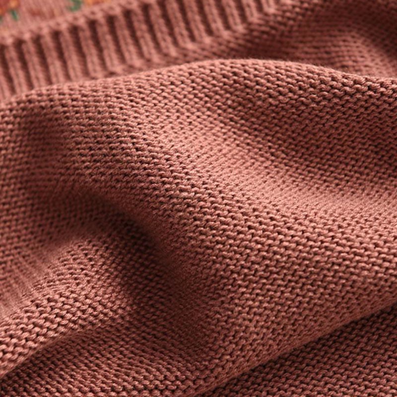 Buddha Stones Fall Printing Floral Long Sleeve Mock Neck Women's Knitted Cotton Sweater - image 5