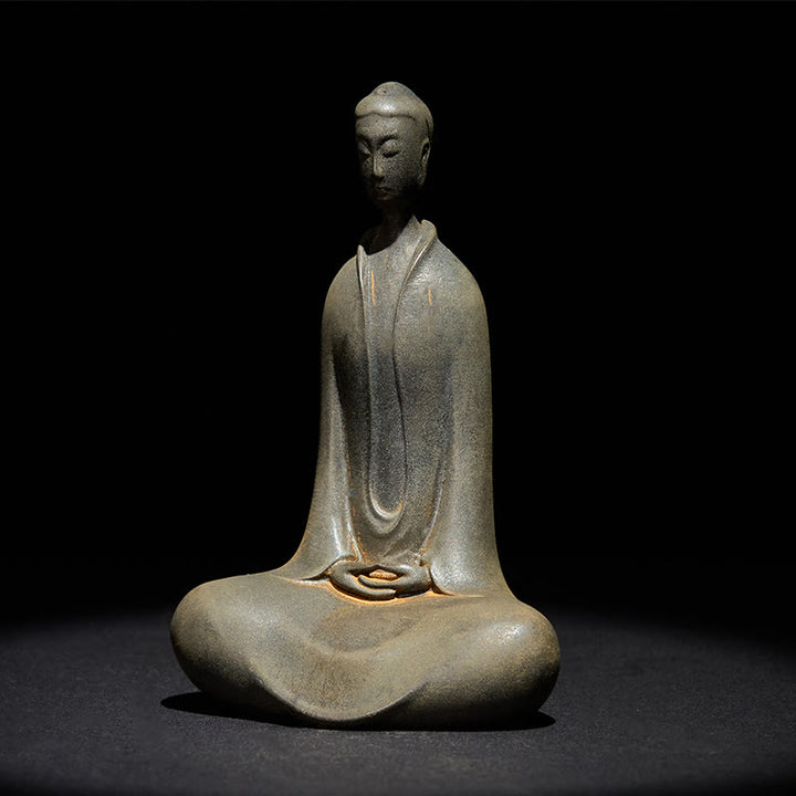 Buddha Stones Handmade Sakyamuni Buddha Iron Powder Rust Cast Resin Statue Home Decoration - image 11