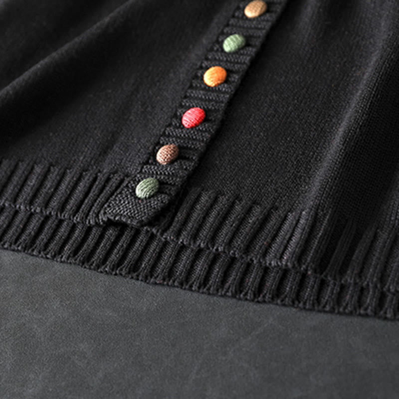 Buddha Stones Plain Knitted Colorful Buttons Design Cotton Women's Long Sleeve Cardigan Sweater - image 7