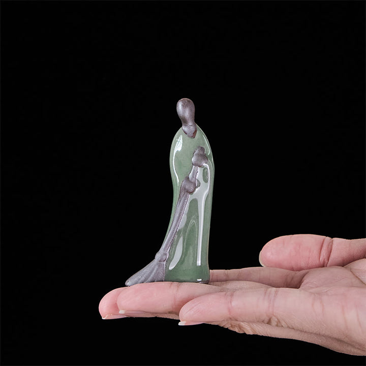 Buddha Stones Small Formless Buddha Sweeping Monk Ceramic Statue Home Decoration 3.5*1.5*7cm - image 5
