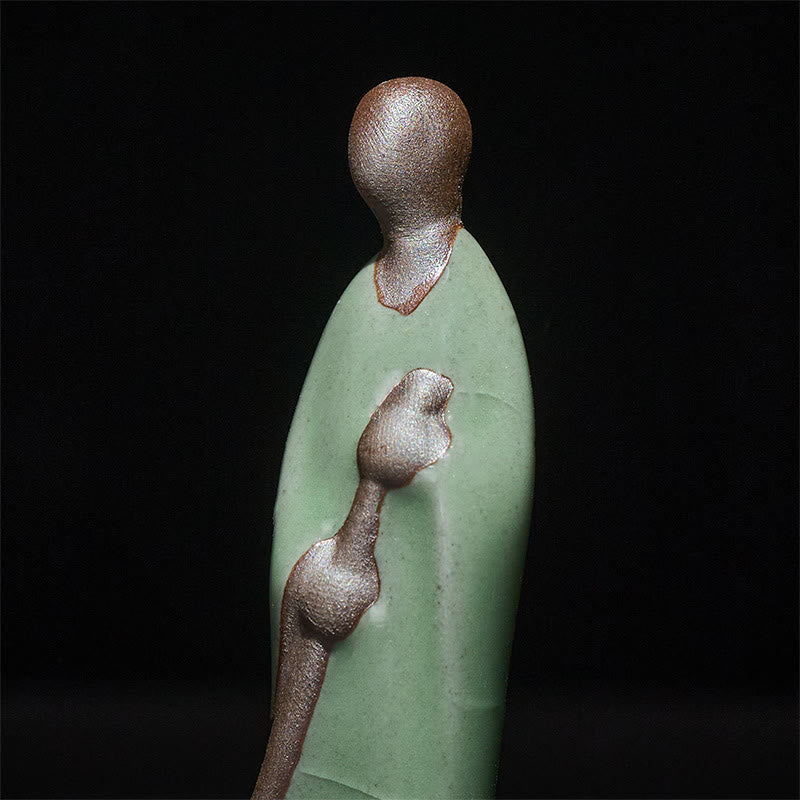 Buddha Stones Small Formless Buddha Sweeping Monk Ceramic Statue Home Decoration 3.5*1.5*7cm - image 7