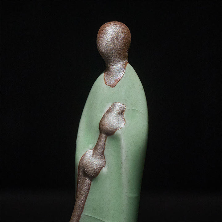 Buddha Stones Small Formless Buddha Sweeping Monk Ceramic Statue Home Decoration 3.5*1.5*7cm - image 7