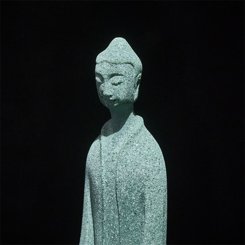 Buddha Stones Meditation Buddha Statue Sandstone Home Figure Desk Decoration 6*4.5*9.5cm - image 7