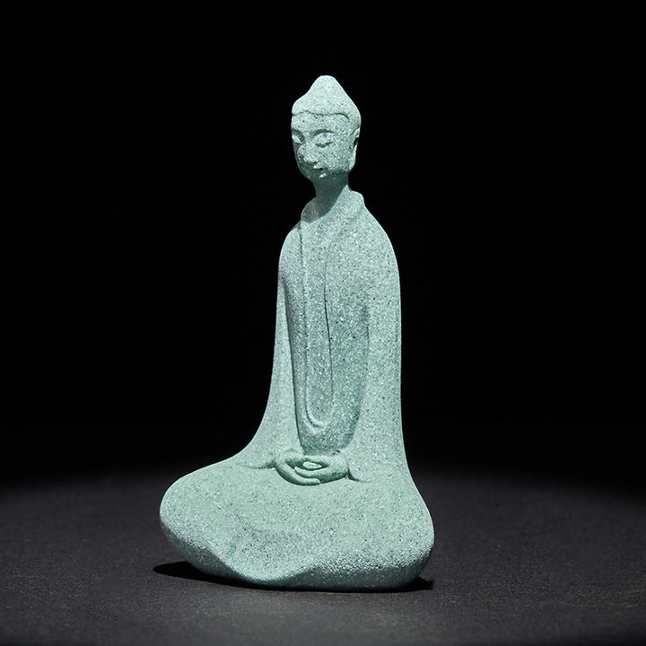Buddha Stones Meditation Buddha Statue Sandstone Home Figure Desk Decoration 6*4.5*9.5cm - image 3