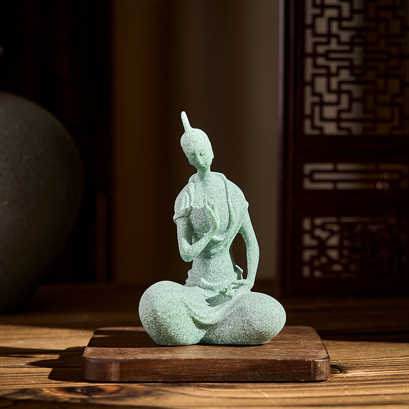 Buddha Stones Listening Buddha Statue Sandstone Home Decoration 6.5*5.5*9.5cm - image 1