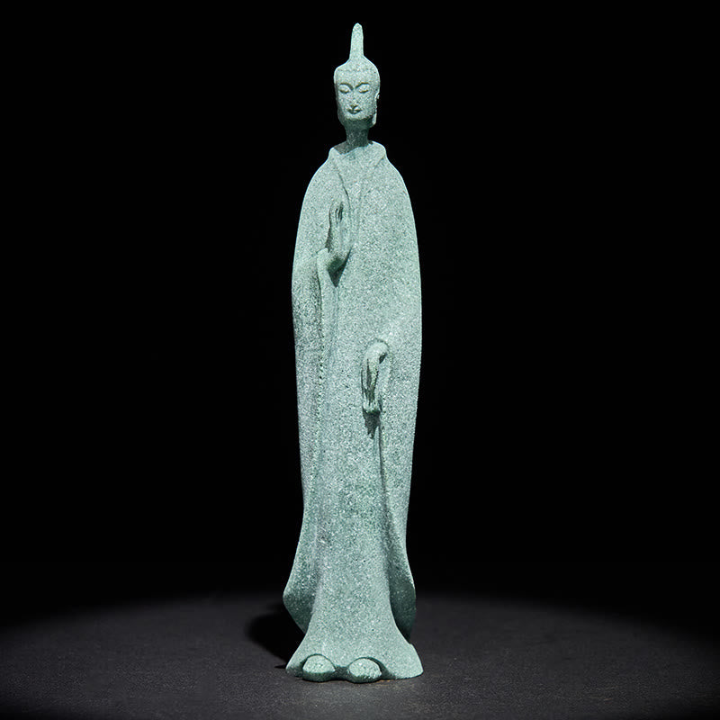 Buddha Stones Meditation Buddha Standing Statue Sandstone Home Decoration 3.8*6.5*17cm - image 3