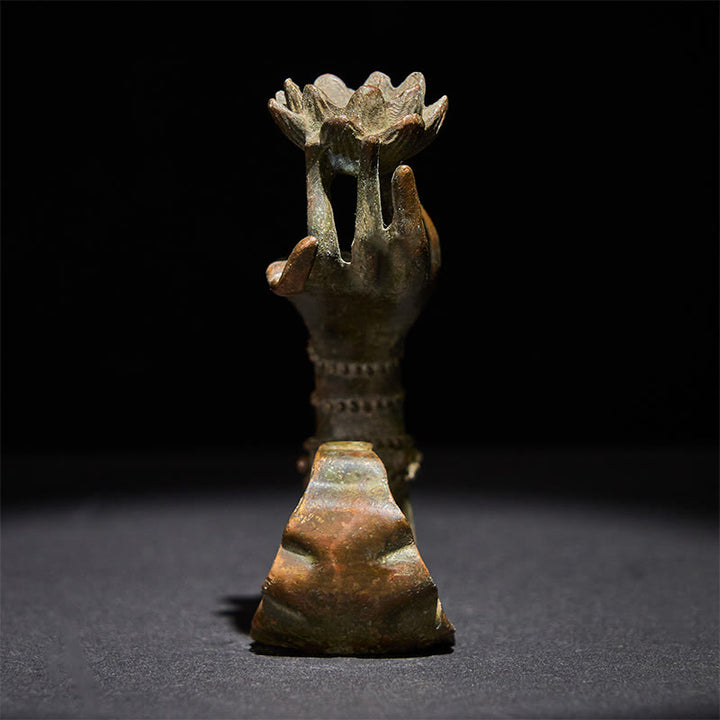 Buddha Stones Classic Buddha's Hand Lotus Alloy Home Decoration 4.7*2.9*8.4 cm - image 2