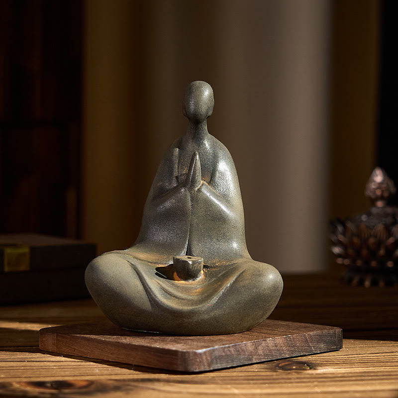 Buddha Stones Handmade Formless Buddha Iron Powder Rust Cast Resin Statue Decoration 11.5*9*6.5 cm - image 2
