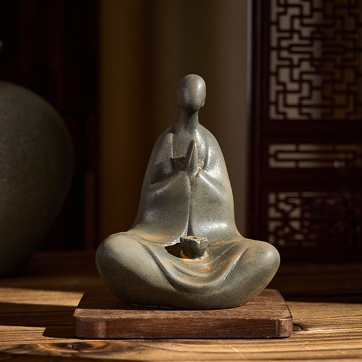 Buddha Stones Handmade Formless Buddha Iron Powder Rust Cast Resin Statue Decoration 11.5*9*6.5 cm - image 1
