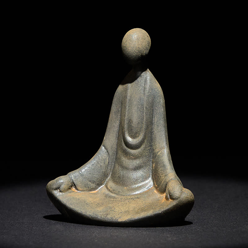 Buddha Stones Handmade Sitting Formless Buddha Iron Powder Rust Cast Resin Statue Decoration - Buddha 9.5*7.5*5.5 cm - image 0