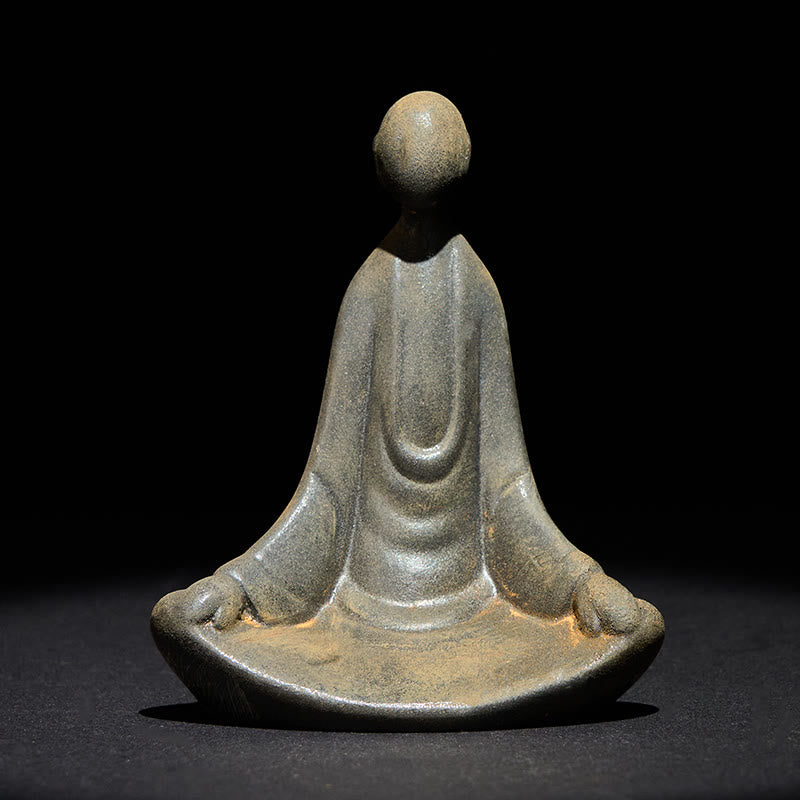Buddha Stones Handmade Sitting Formless Buddha Iron Powder Rust Cast Resin Statue Decoration - image 3