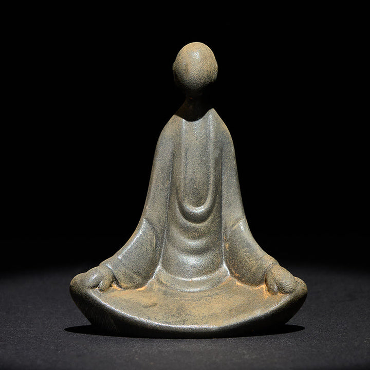 Buddha Stones Handmade Sitting Formless Buddha Iron Powder Rust Cast Resin Statue Decoration - image 3