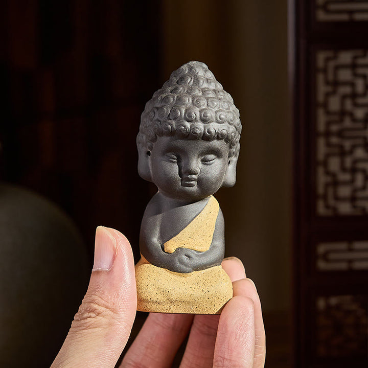 Buddha Stones Tathagata Buddha Symbol Design Purple Clay Serenity Desk Decoration - image 6