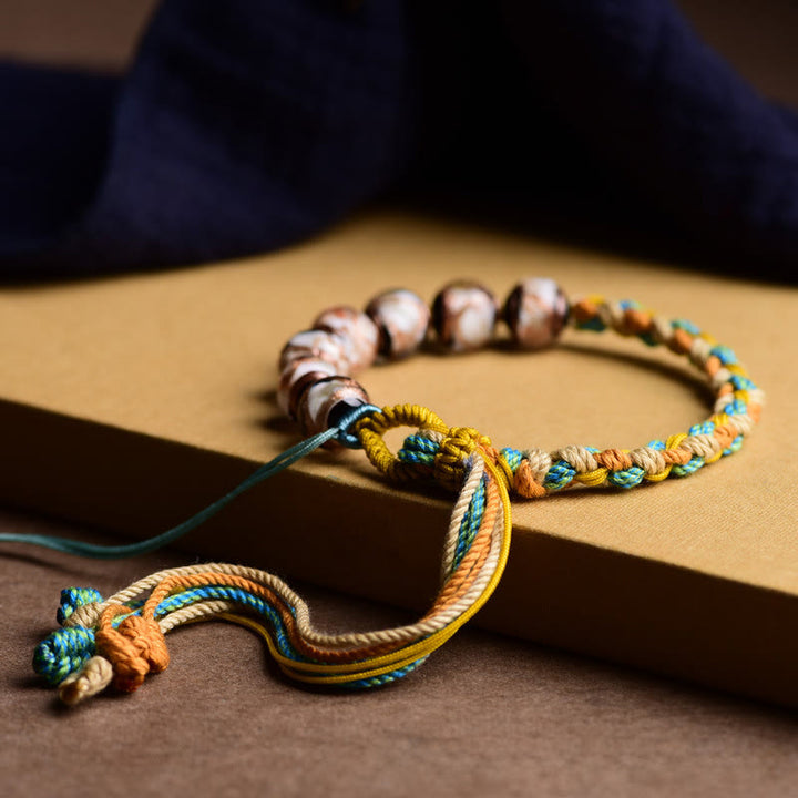 Buddha Stones Tibet Liuli Glass Wishing Health And Safety String Bracelet - Liuli Glass Bead(Wrist Circumference: 15-18cm) - image 0